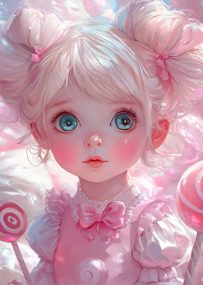 Cute Anime Girl with Candy
