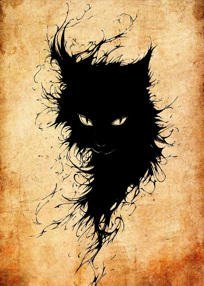 Black Cat Ink Illustration