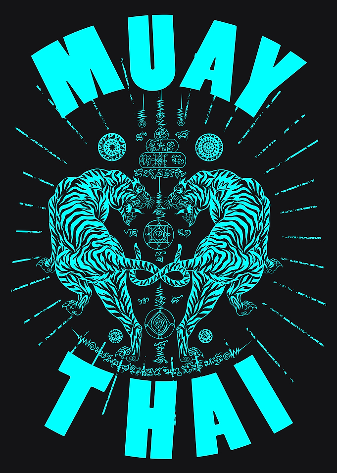 Twin Muay Thai Tigers Blue Design