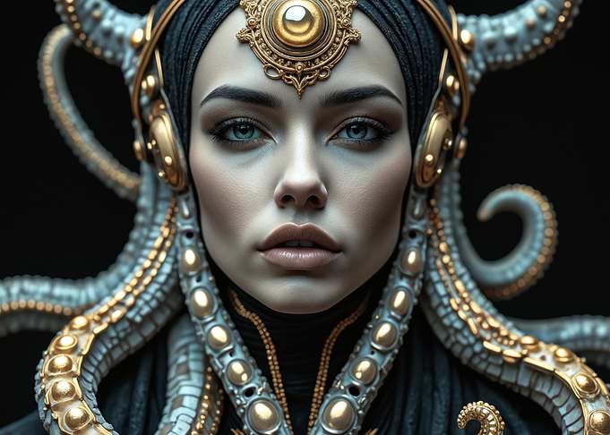 Woman with Octopus Headpiece