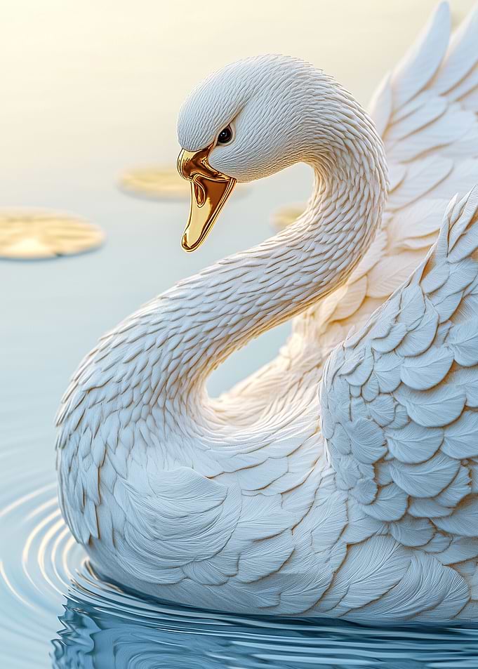 White Swan on Water
