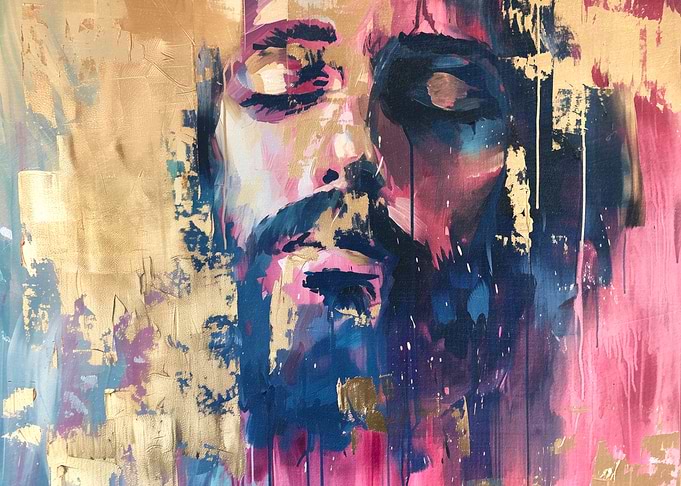 Abstract Portrait in Gold and Blue