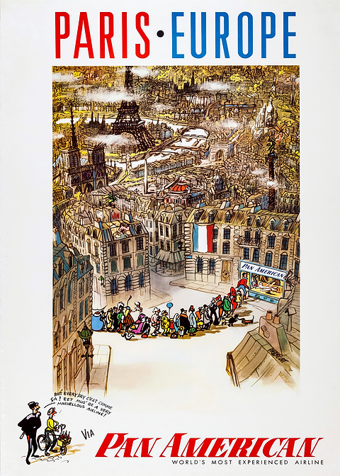 Paris Travel Poster — retro travel art printed on metal