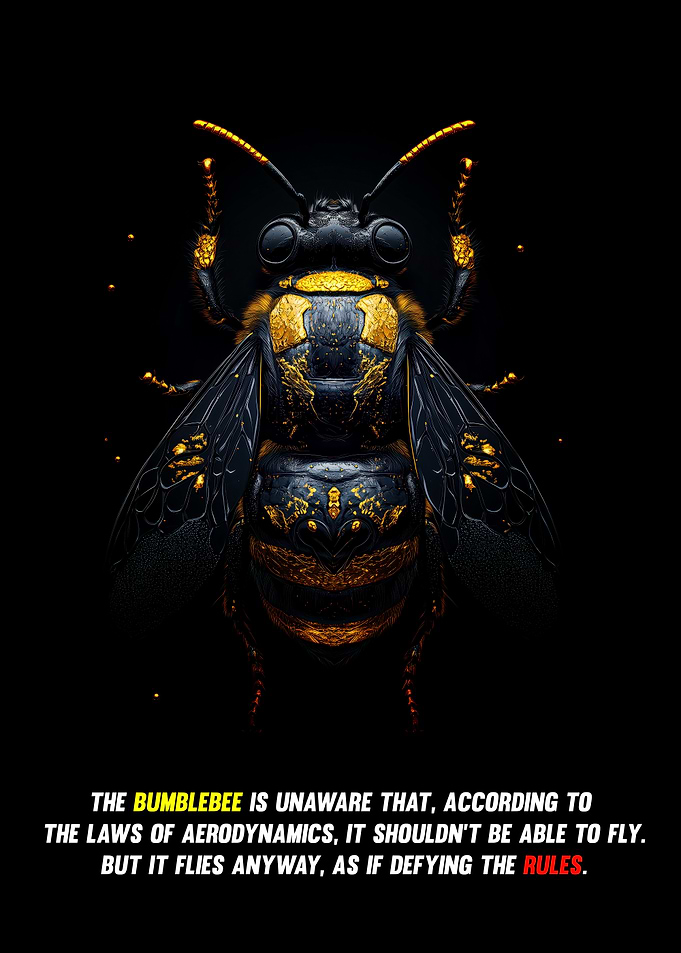Bumblebee in Gold and Black Quote