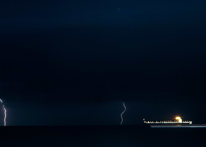 Lightning Strike Over Ship