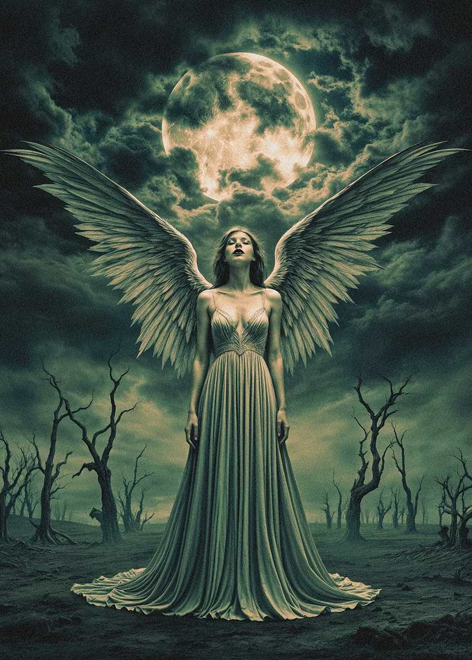 Dark Angel Under a Full Moon