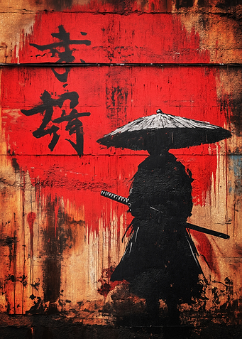 Samurai Fighter Graffiti Artwork