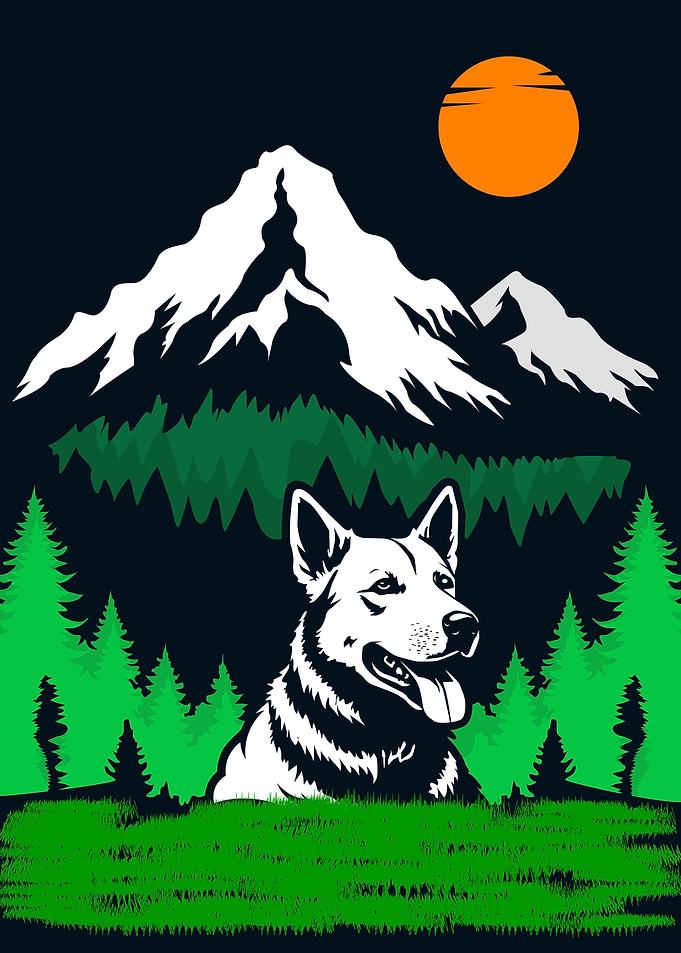 Dog in Mountain Landscape