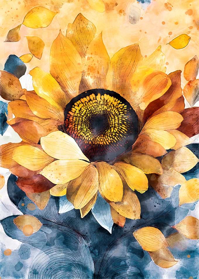 Sunflower Watercolor Art