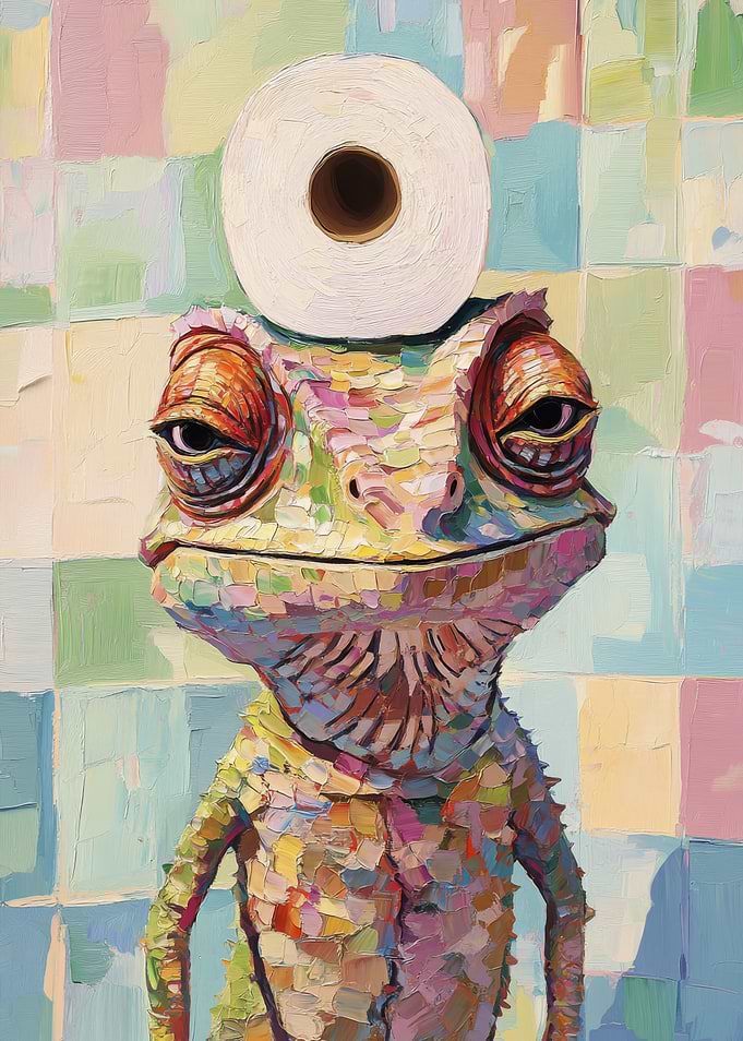 Lizard with Toilet Paper