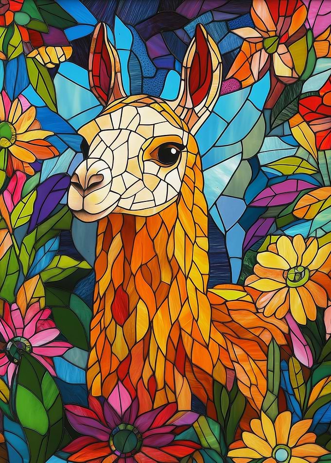 Llama in Flowers