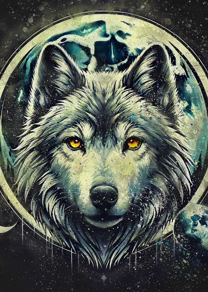 Wolf Dark Aesthetic Moon Painting