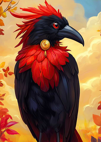 Red-Crested Raven