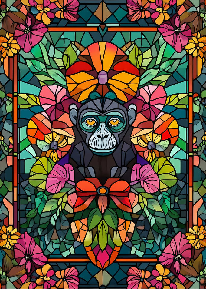 Stained Glass Monkey