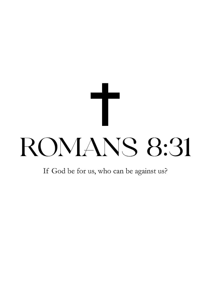 Romans 8:31 Bible Verse Minimalistic Inspirational Motivational Scripture