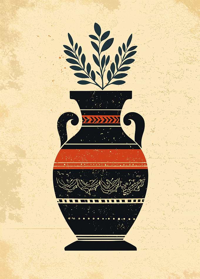 Greek Vase with Olive Branch