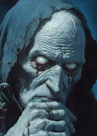 Elderly Man with White Eyes
