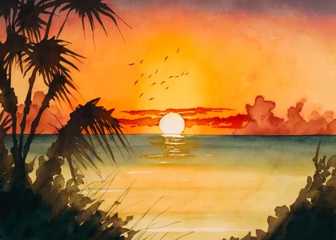 Sunset Over Ocean
