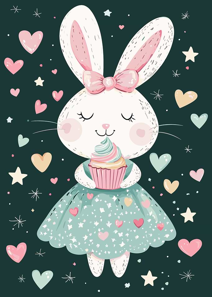Cute Bunny with Cupcake