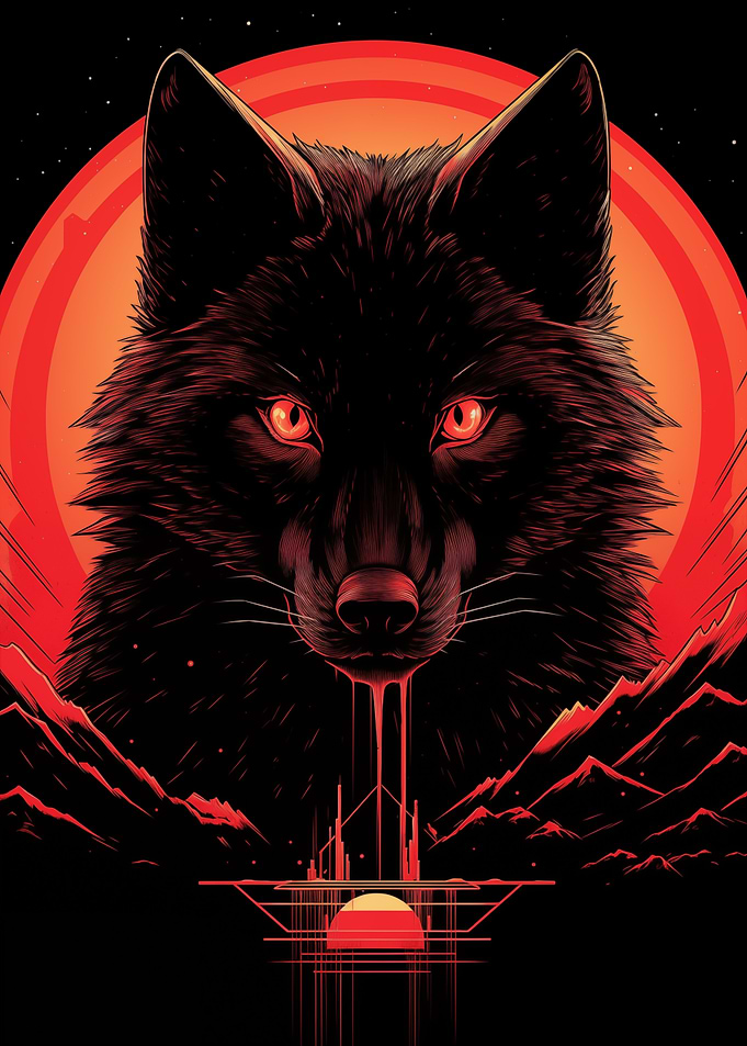 Black Wolf Sunset