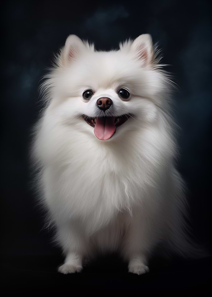 Smiling White Pomeranian