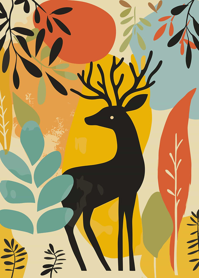 Deer in Abstract Forest