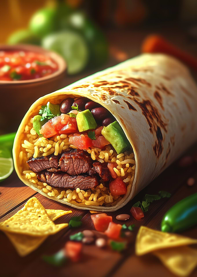 Beef Burrito with Toppings