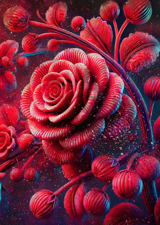 Red Rose Abstract Art Dark Background
