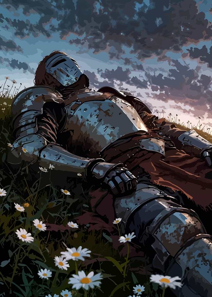 Knight Resting in Field