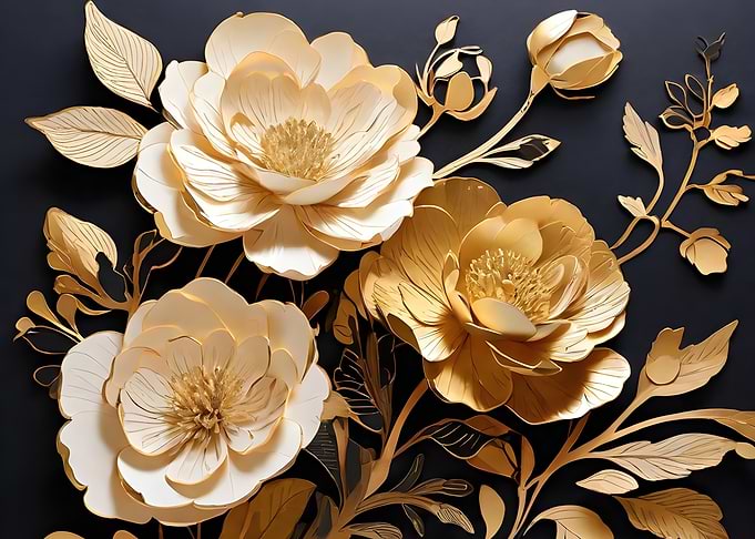 Gold & White Paper Flowers