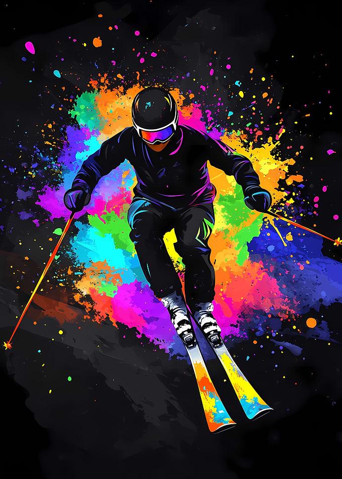 Skier in Colorful Splash