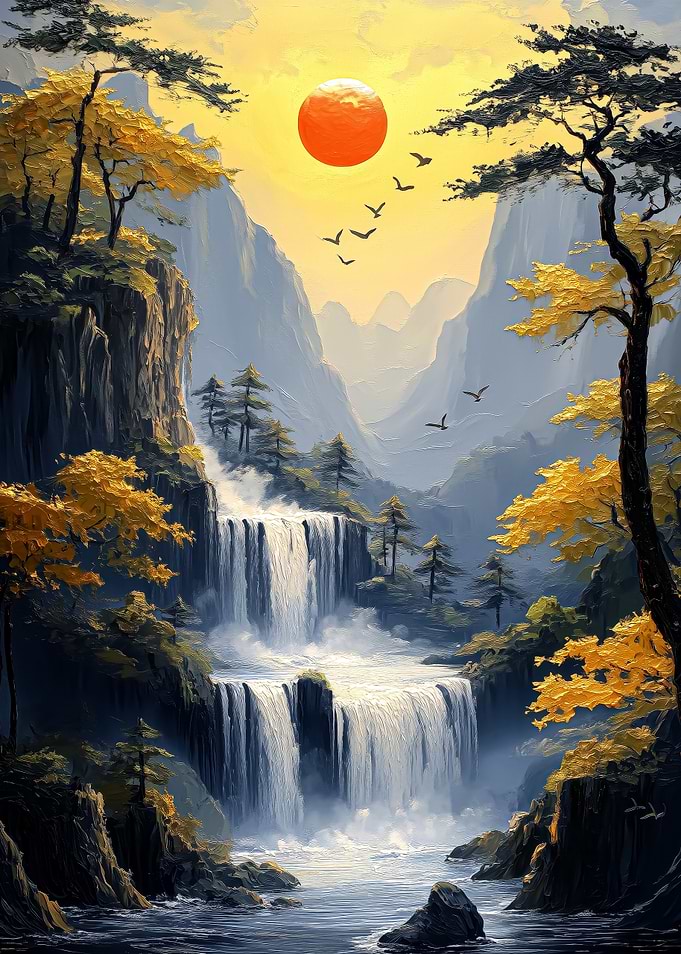 Waterfall Sunset