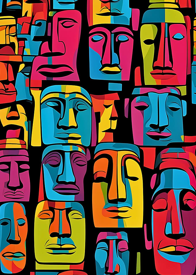 Abstract Faces Mosaic