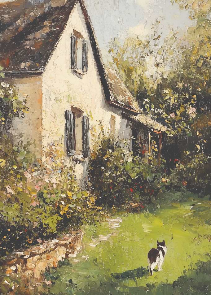 Cottage Garden with Cat