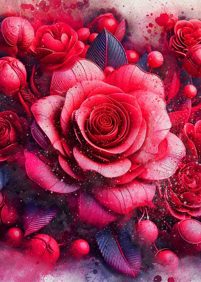 Red Rose Bouquet painting