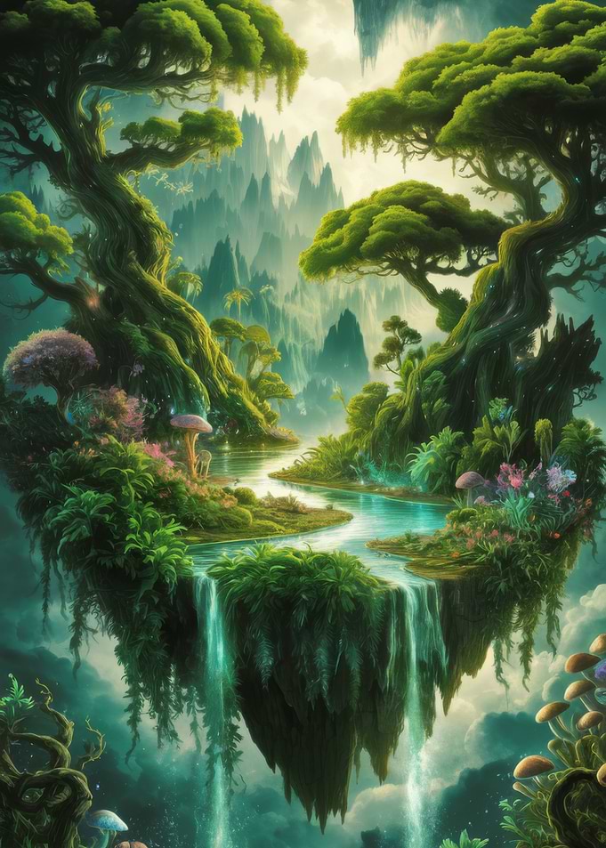 Floating Island Waterfall