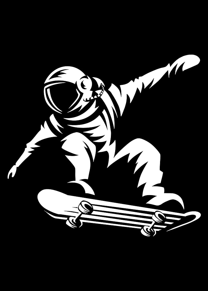 Astronaut Skateboarding