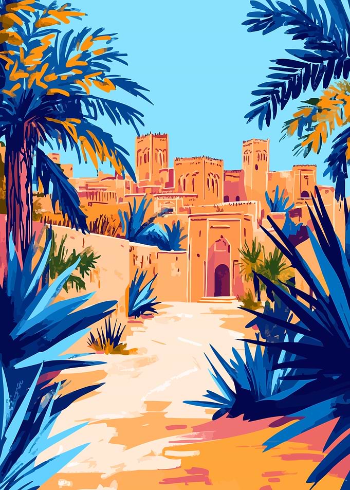 Morocco Desert Oasis Village Minimalist Art