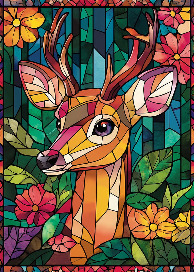 Stained Glass Deer