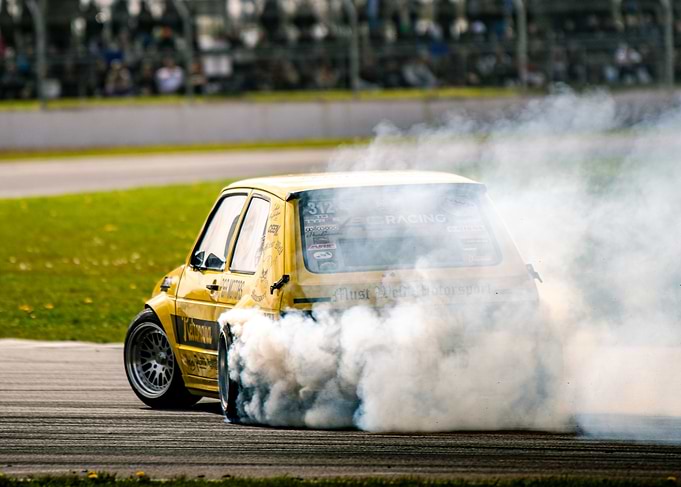 Drifting Yellow Volkswagen Golf MK1