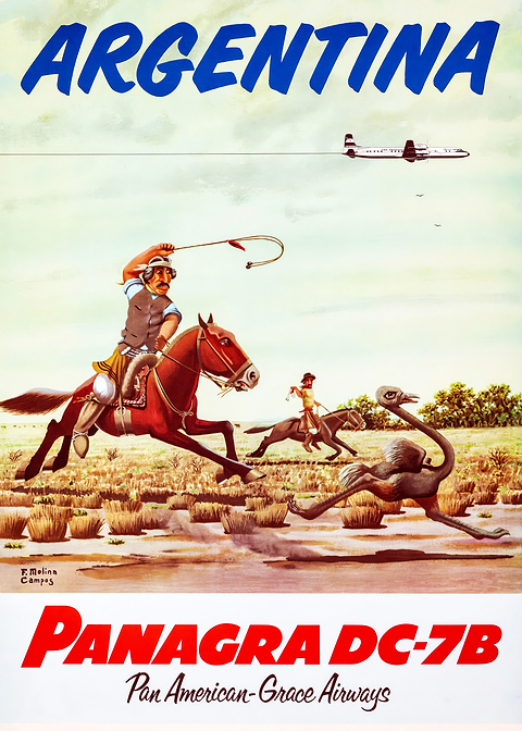 Argentina Travel Poster — retro travel art printed on metal