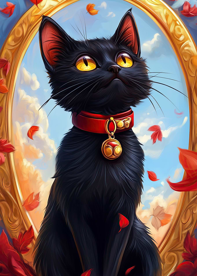Black Cat in a Golden Frame