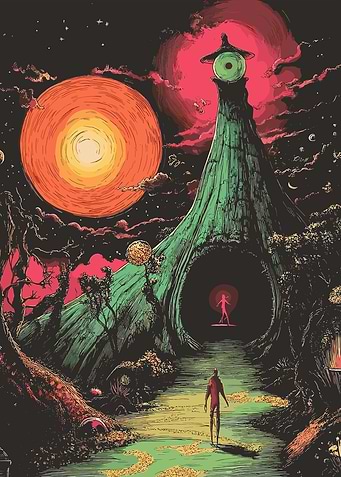 Surreal Landscape with Giant Eye