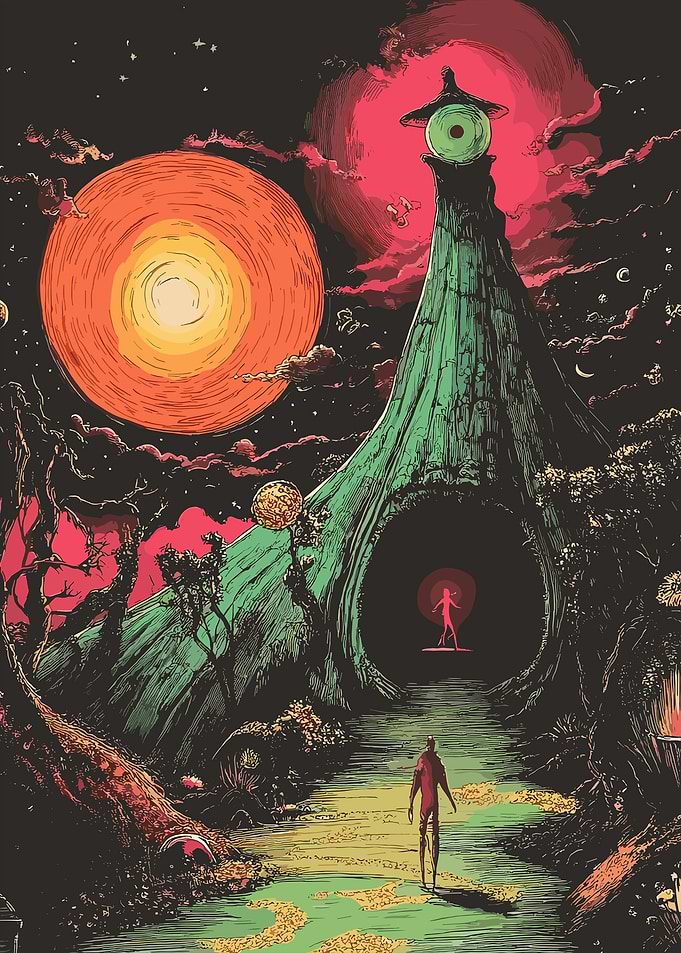 Surreal Landscape with Giant Eye