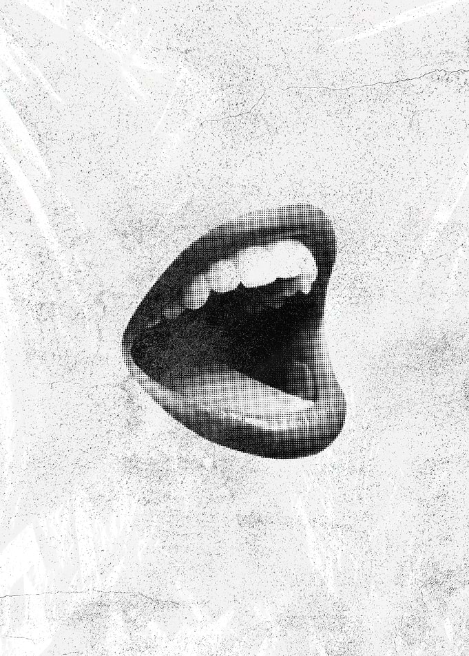 Punk-inspired Grunge Lips - Raw Art Prints