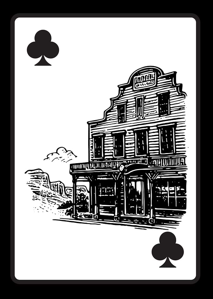 Club Playing Card with Saloon
