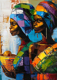 African Women in Colorful Headscarves