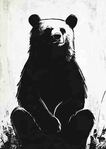 Black and White Bear Illustration
