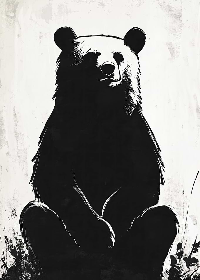 Black and White Bear Illustration