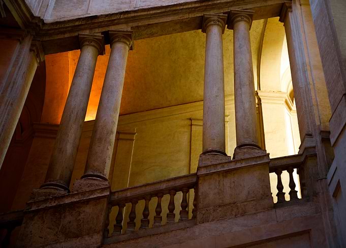 Roman Columns in a Grand Hall